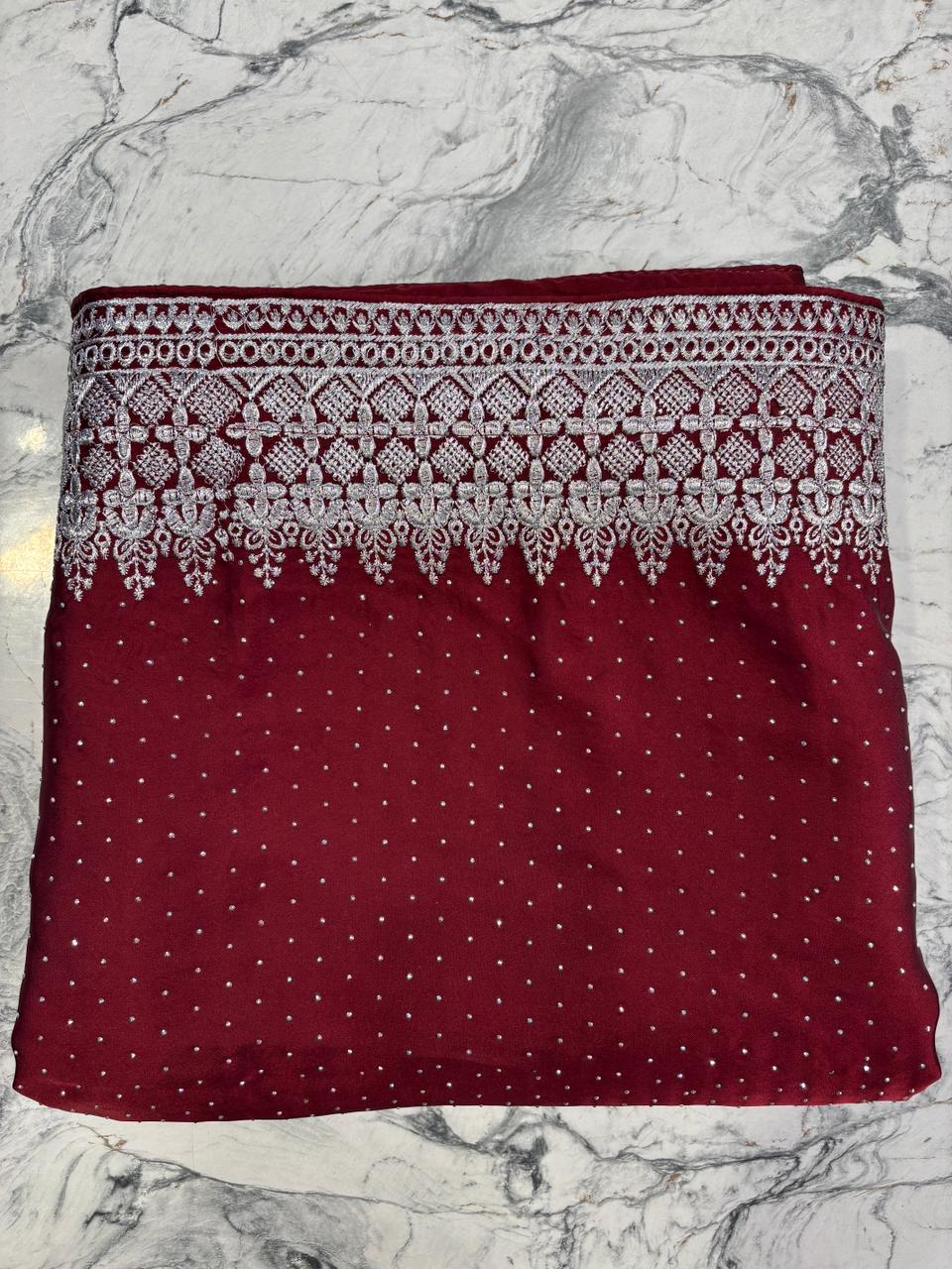 Dewdrop Elegance Saree DARK (UNSTITCHED)