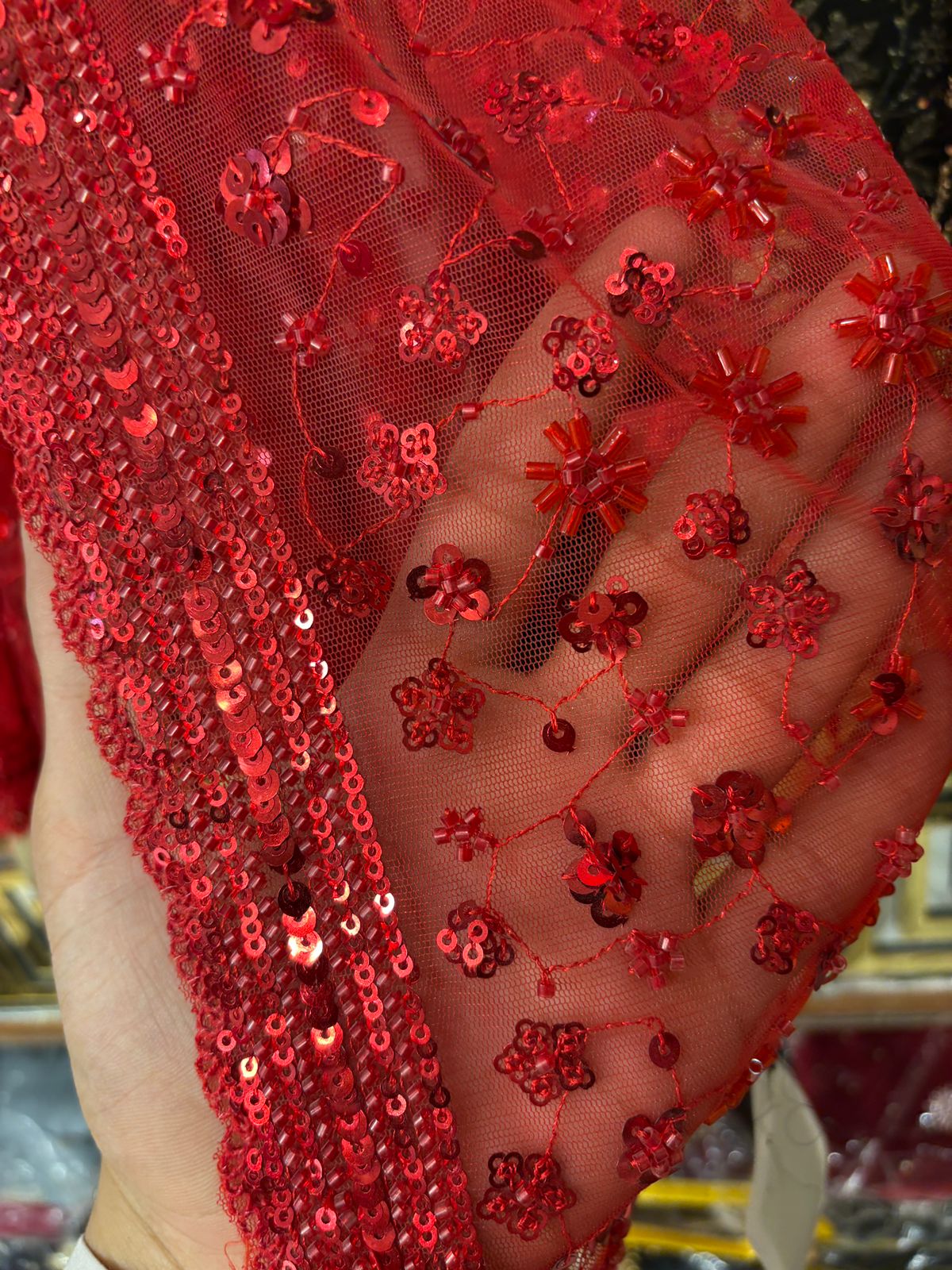 Opulent Red Cutdana Saree