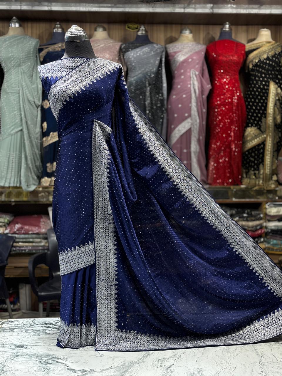 Dewdrop Elegance Saree DARK (UNSTITCHED)