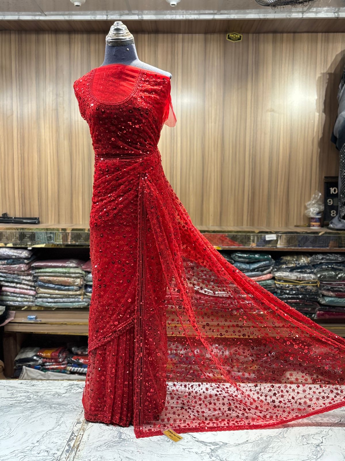 Opulent Red Cutdana Saree